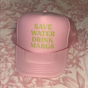 Pink Trucker Hat with Green Text